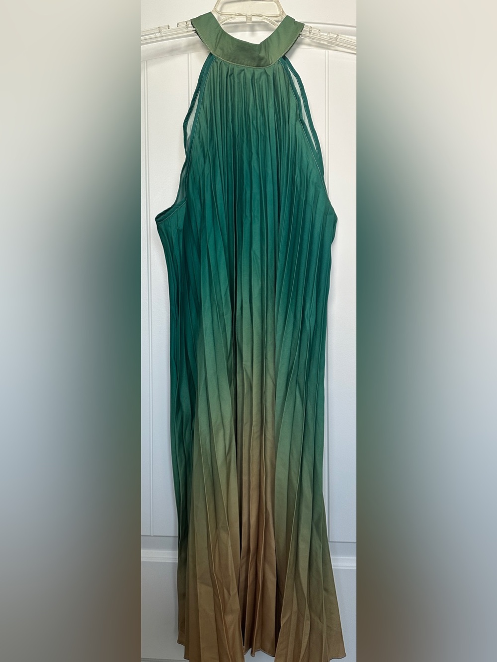 SHEIN Pleated Sleeveless Halter Neck Ombre Long Maxi Dress Sz XL